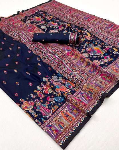 Kayatri New Pure Pashmina Silk Meenakari Weaving Saree