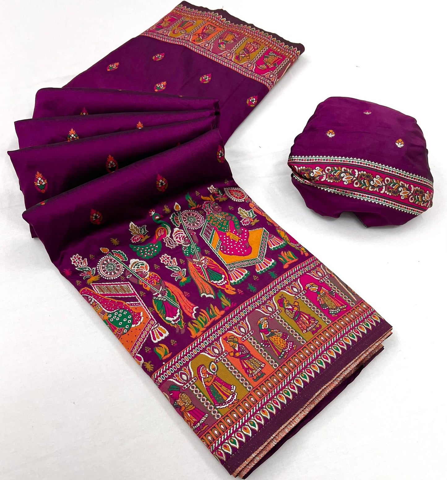 Kayatri New Pure Pashmina Silk Meenakari Weaving Saree