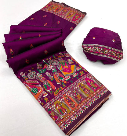 Kayatri New Pure Pashmina Silk Meenakari Weaving Saree