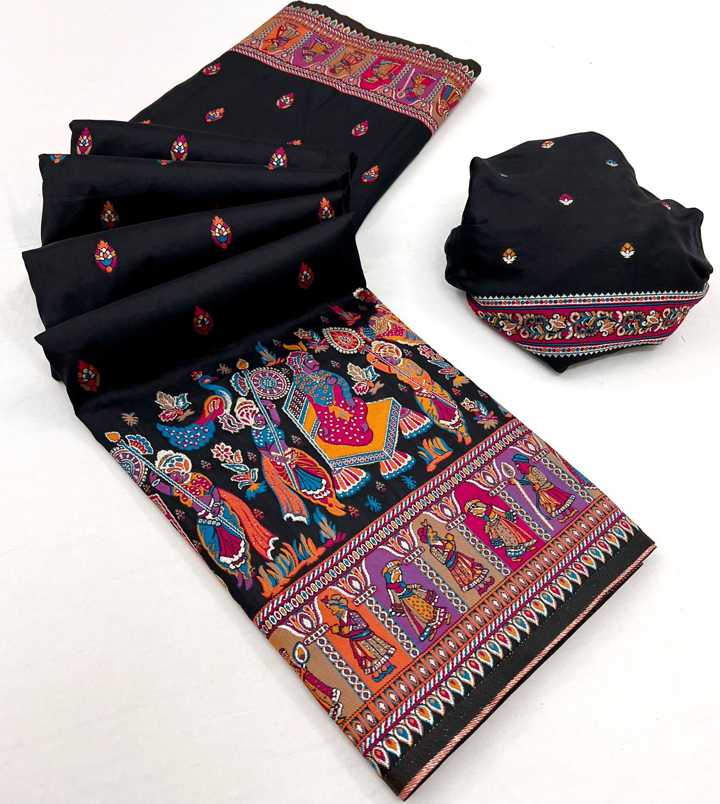 Kayatri New Pure Pashmina Silk Meenakari Weaving Saree
