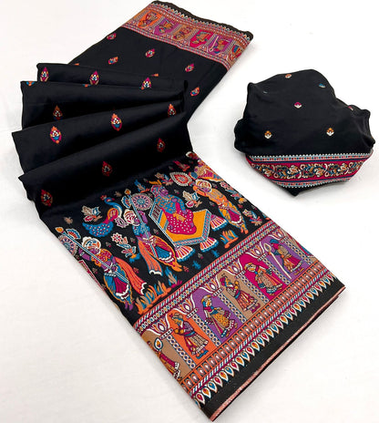 Kayatri New Pure Pashmina Silk Meenakari Weaving Saree