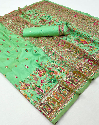 Kayatri New Pure Pashmina Silk Meenakari Weaving Saree