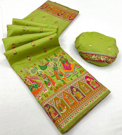 Kayatri New Pure Pashmina Silk Meenakari Weaving Saree