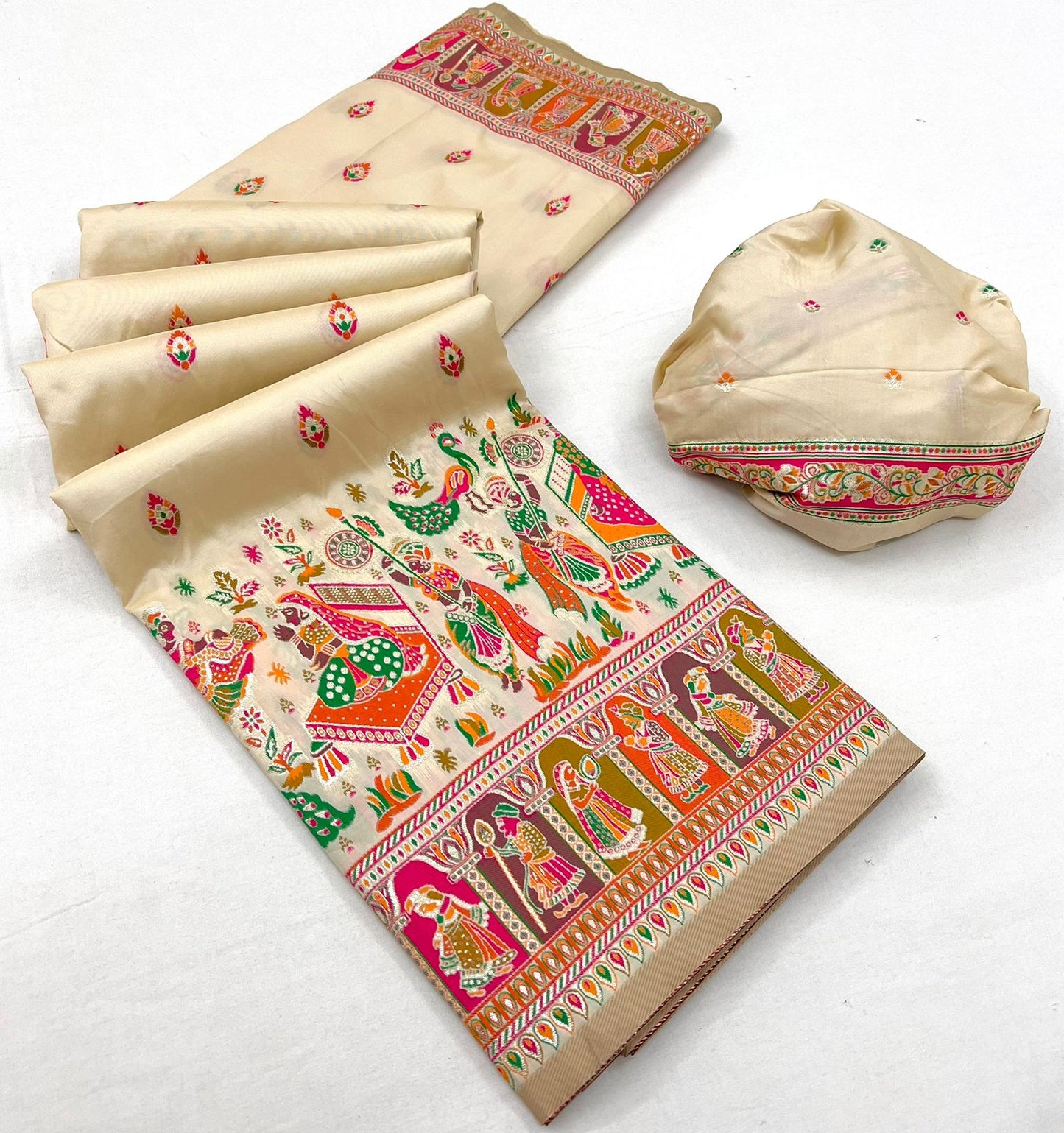 Kayatri New Pure Pashmina Silk Meenakari Weaving Saree