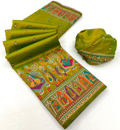 Kayatri New Pure Pashmina Silk Meenakari Weaving Saree