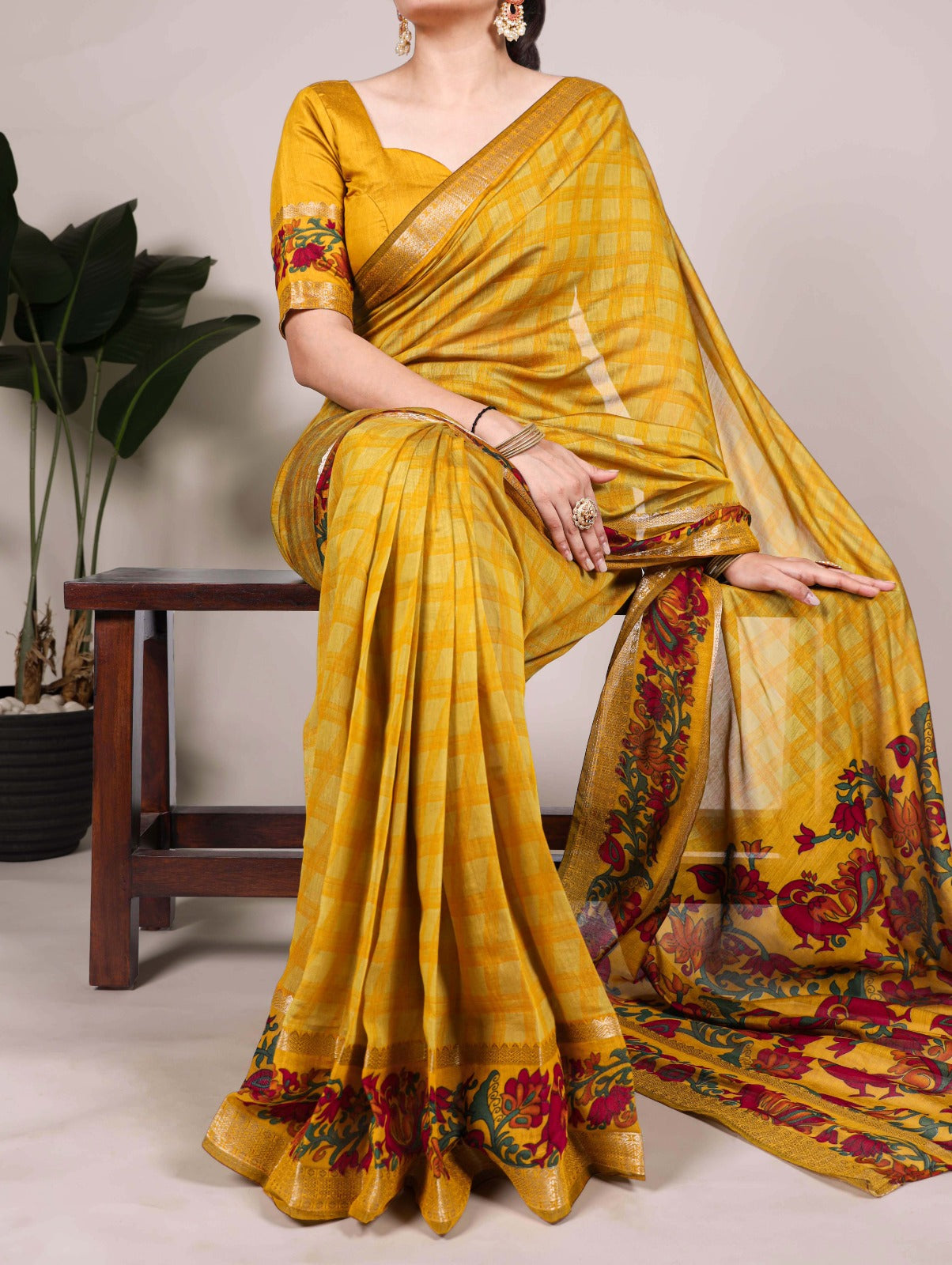 Kayatri New Polyester Viscose Chanderi Printed Saree