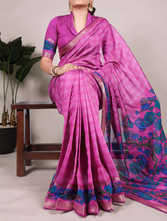 Kayatri New Polyester Viscose Chanderi Printed Saree