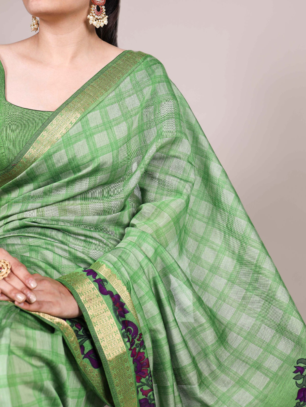 Kayatri New Polyester Viscose Chanderi Printed Saree
