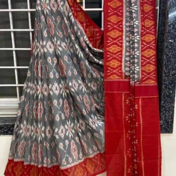 Kayatri New Soft Pure Cotton Ikkat Special Block Print Saree