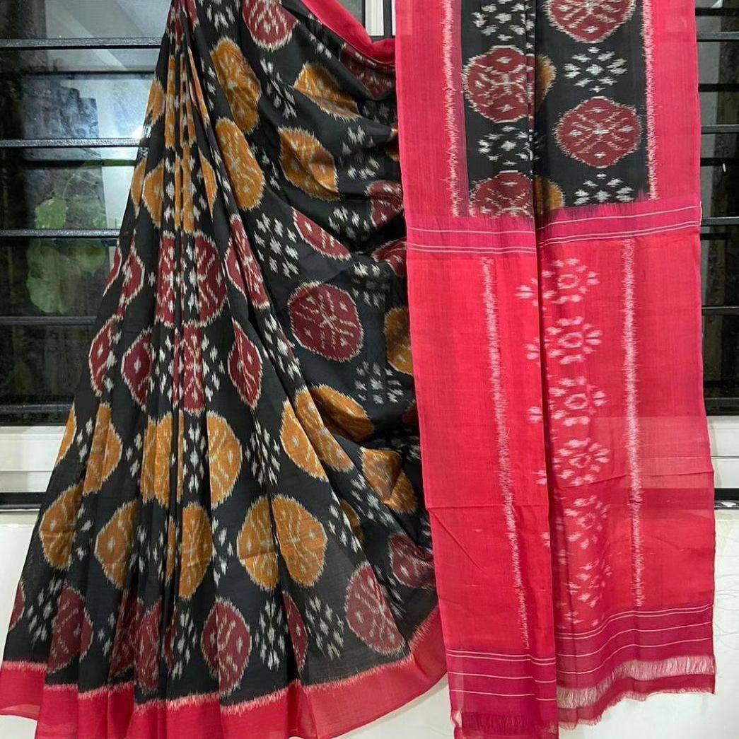 Kayatri New Soft Pure Cotton Ikkat Special Block Print Saree