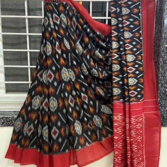 Kayatri New Soft Pure Cotton Ikkat Special Block Print Saree