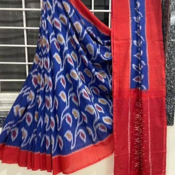 Kayatri New Soft Pure Cotton Ikkat Special Block Print Saree