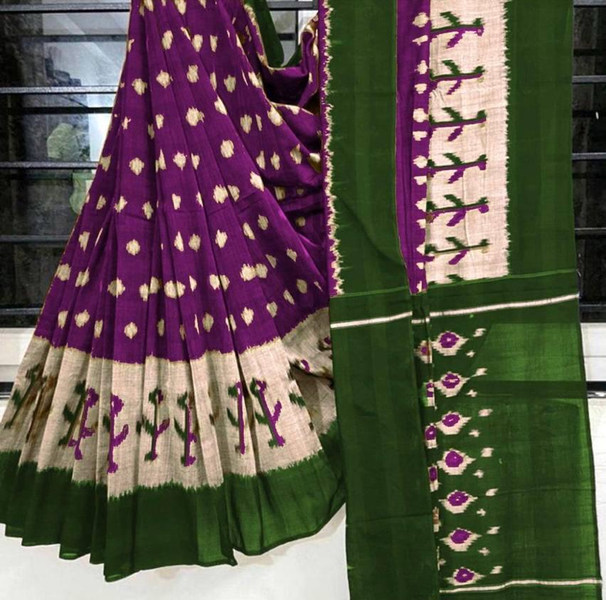 Kayatri New Soft Pure Cotton Ikkat Special Block Print Saree