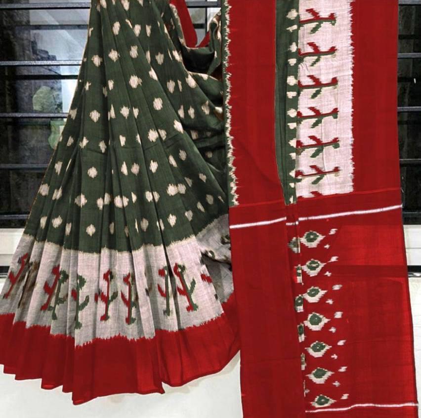 Kayatri New Soft Pure Cotton Ikkat Special Block Print Saree