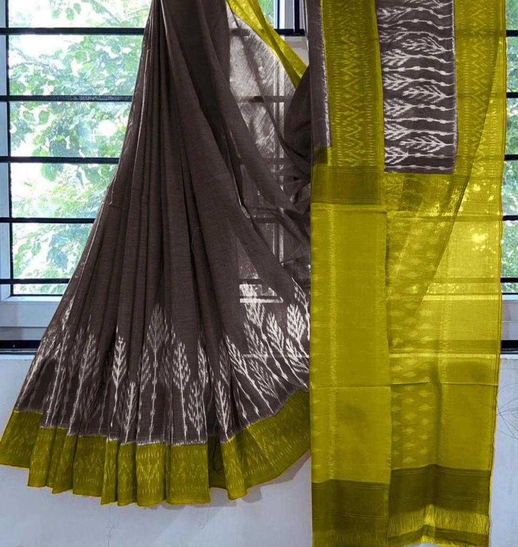 Kayatri New Soft Pure Cotton Ikkat Special Block Print Saree