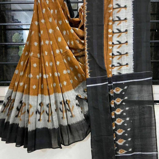 Kayatri New Soft Pure Cotton Ikkat Special Block Print Saree