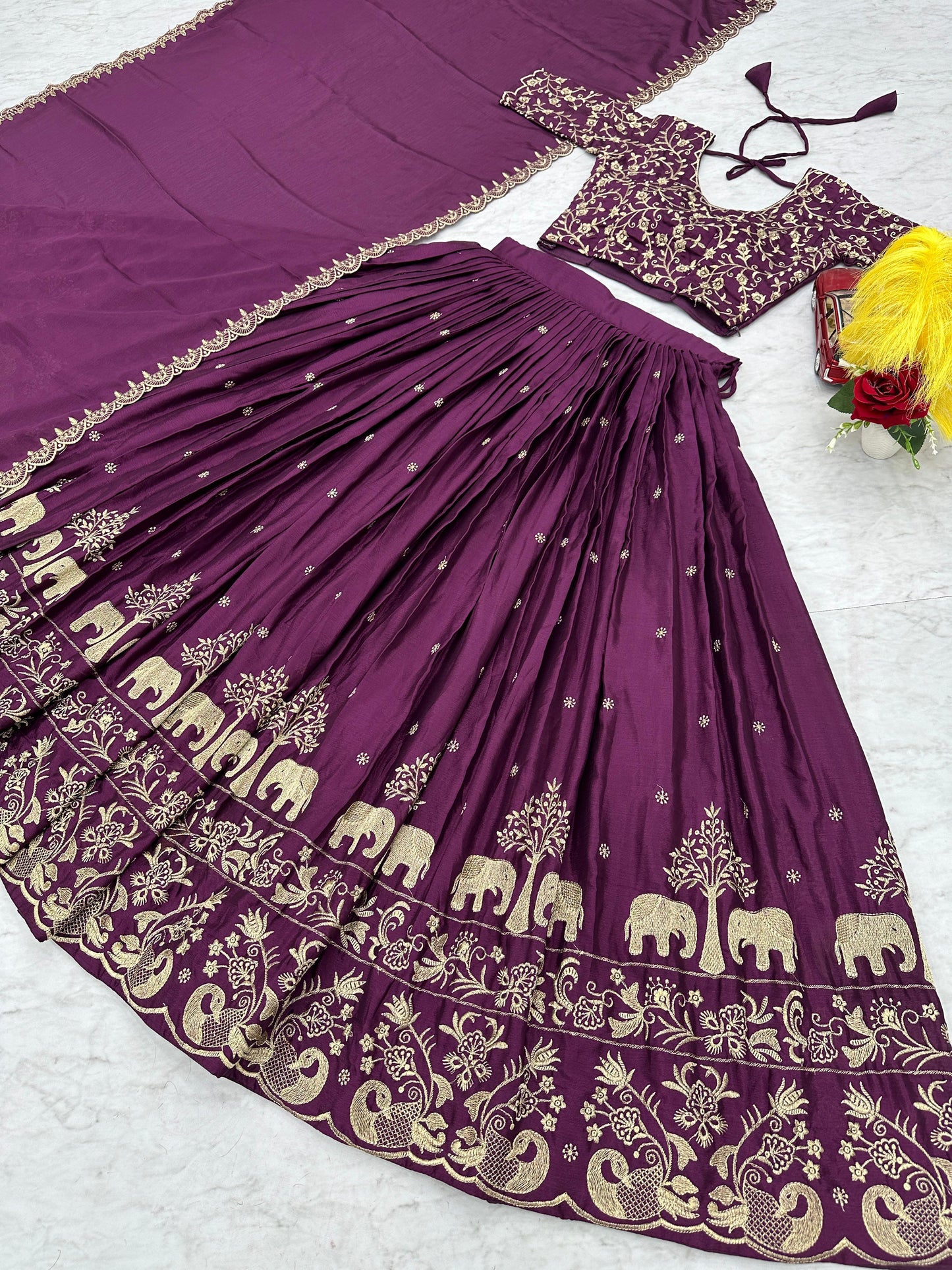 Kayatri New Designer Chinon Embroidery Thread Work Lehenga