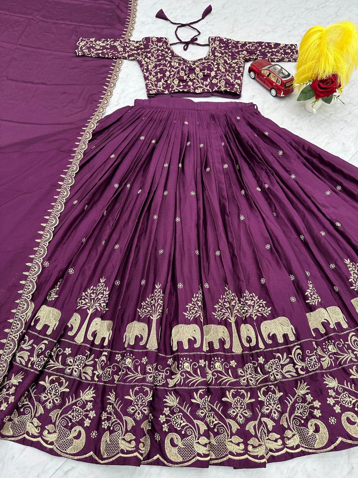 Kayatri New Designer Chinon Embroidery Thread Work Lehenga