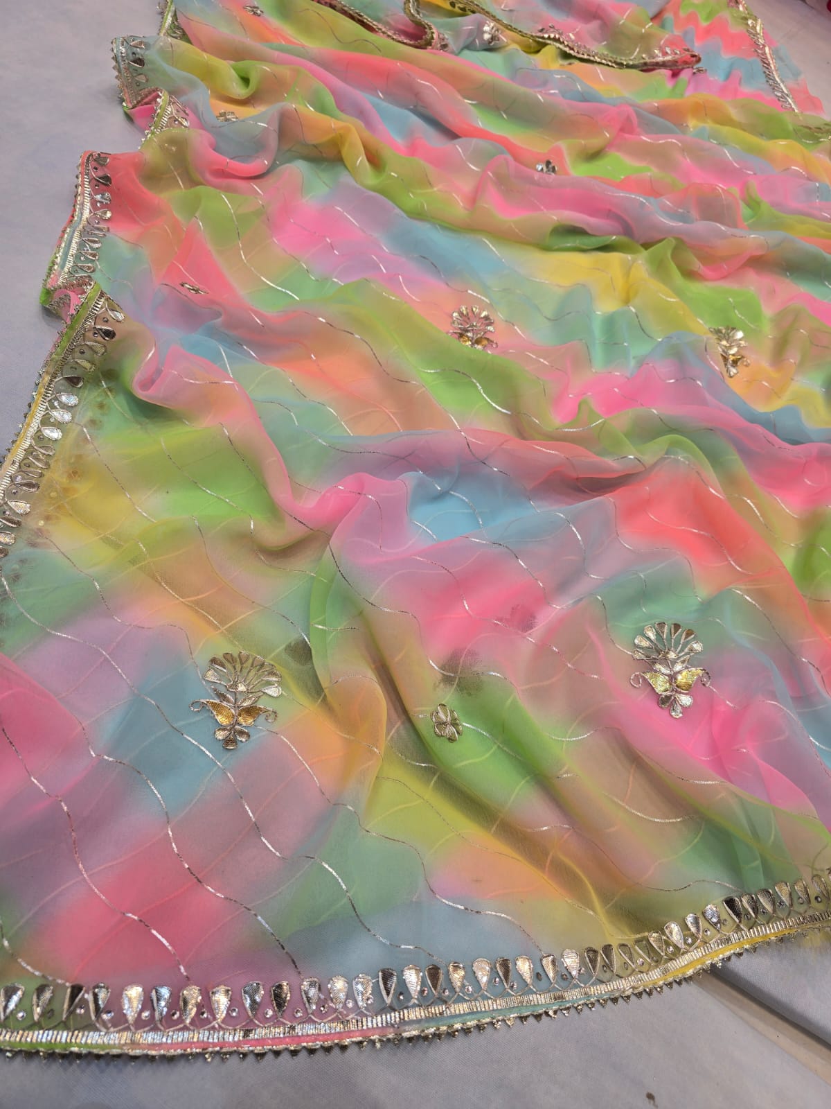 Kayatri New Light Weight Shiffon Gotapatti Work Saree