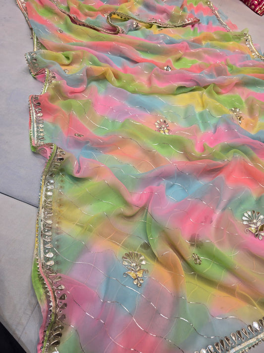 Kayatri New Light Weight Shiffon Gotapatti Work Saree