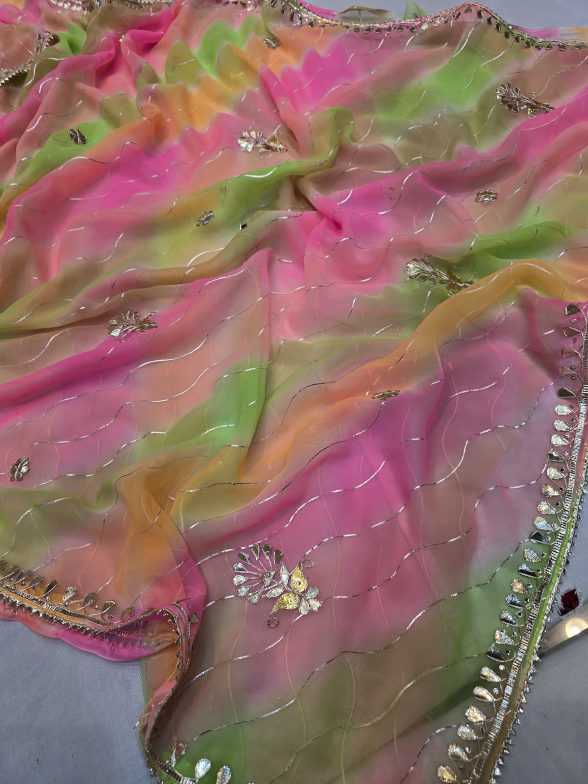 Kayatri New Light Weight Shiffon Gotapatti Work Saree