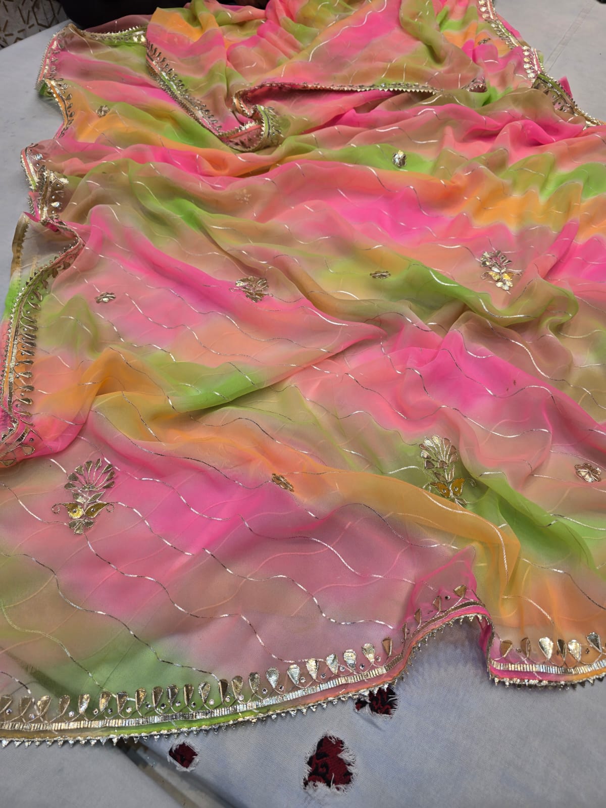 Kayatri New Light Weight Shiffon Gotapatti Work Saree