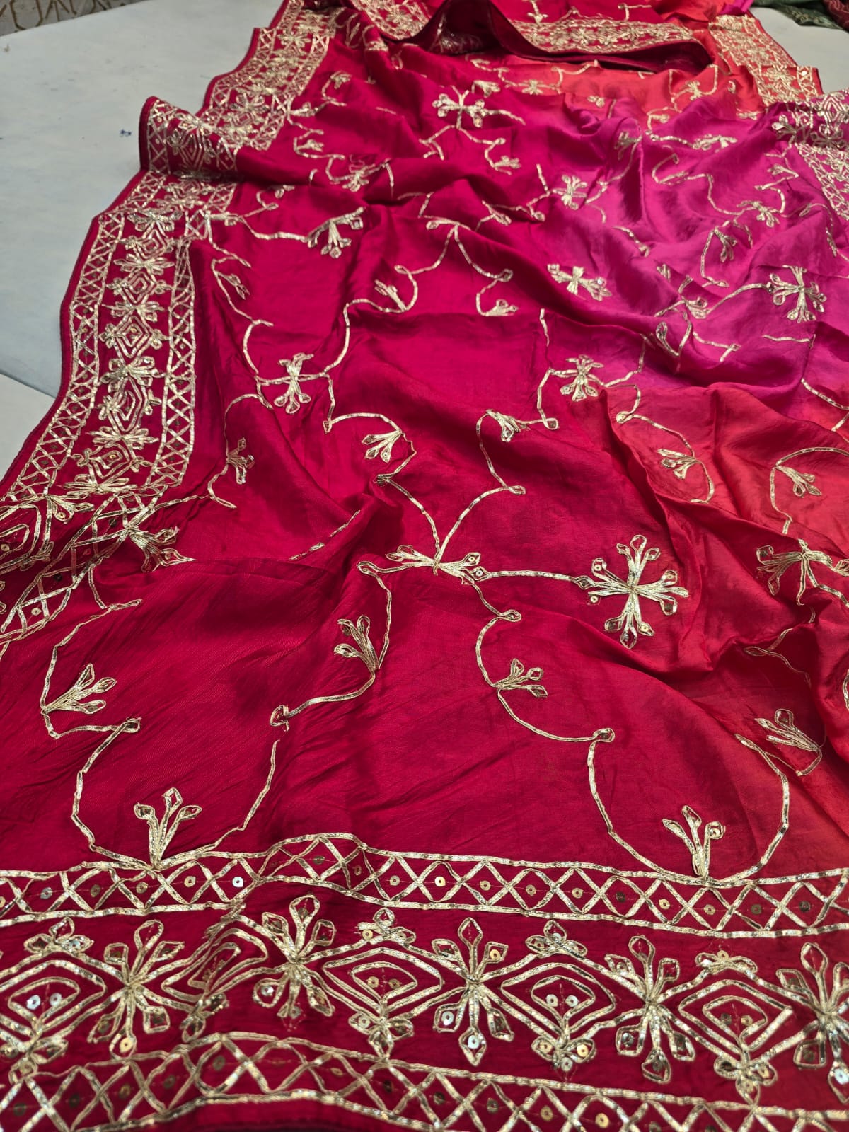 Kayatri New Pure Munga Silk Gota Vintage Border Work Saree