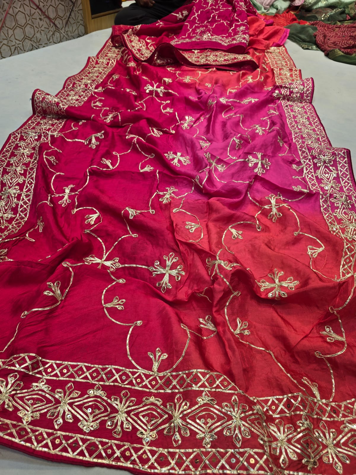 Kayatri New Pure Munga Silk Gota Vintage Border Work Saree