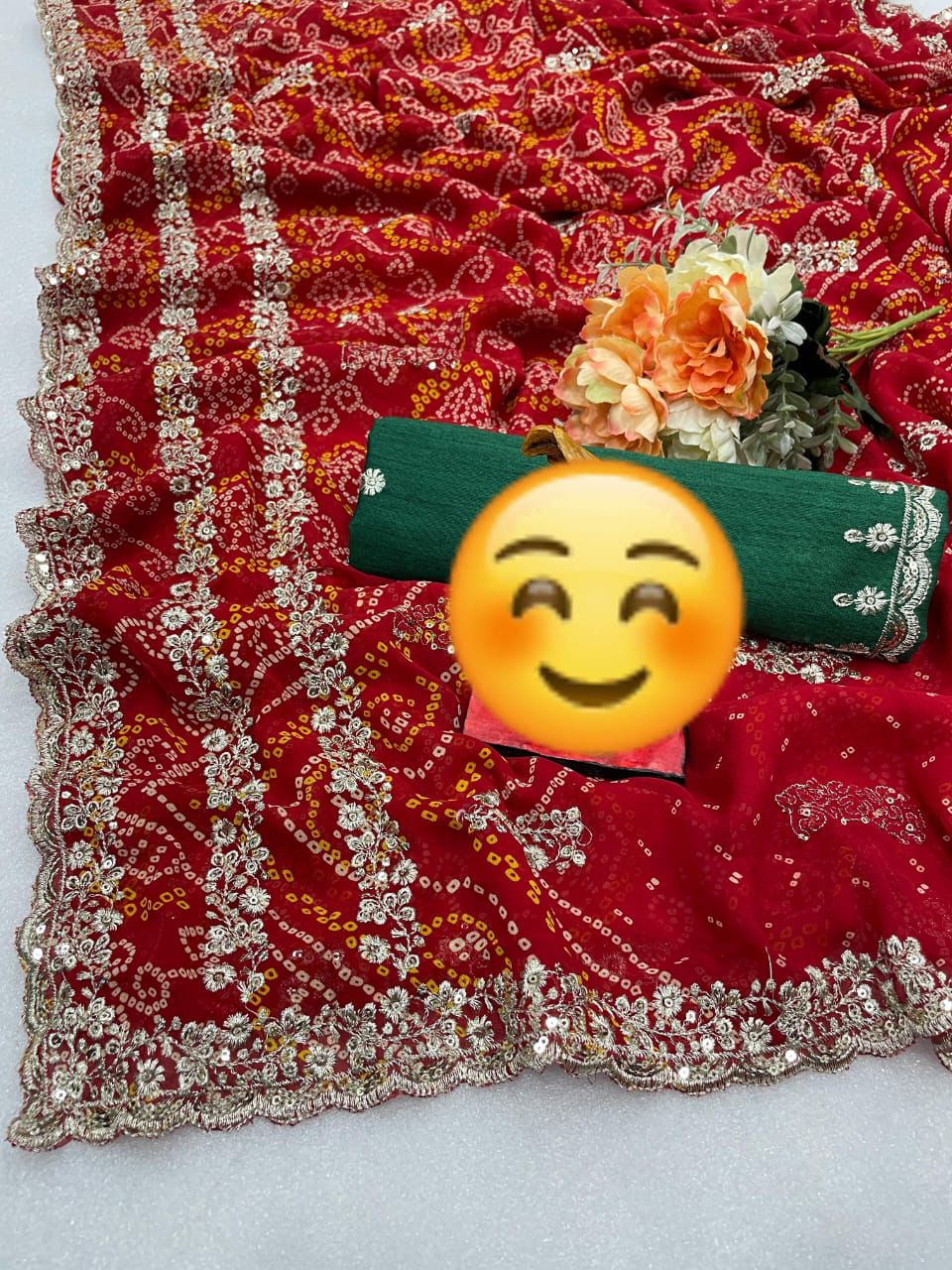 Kayatri New Pure Geoegette Bandhani Prints Saree