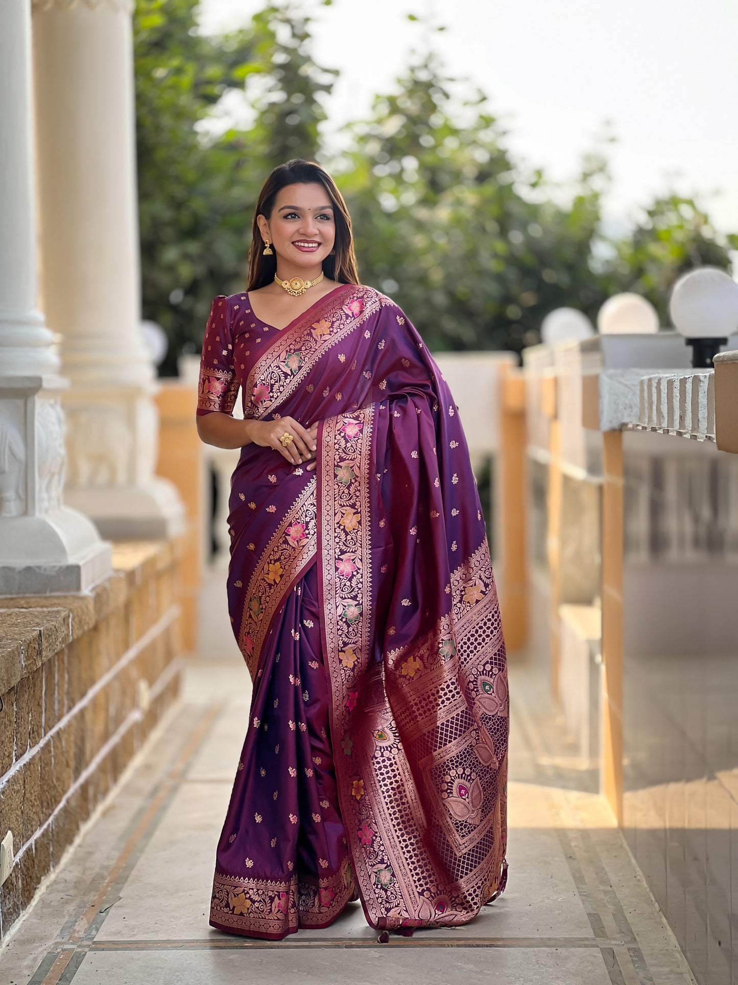 Kayatri New Soft Banarasi Silk Meenakari Weaving Saree