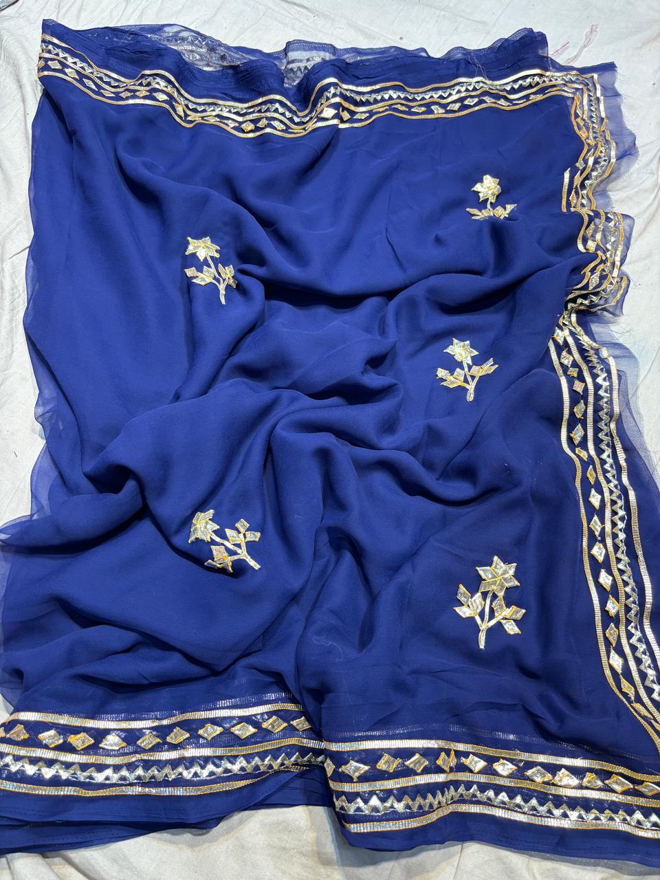 Kayatri New Chiffon 30*30 kacha Gotapatti Machine Work Saree