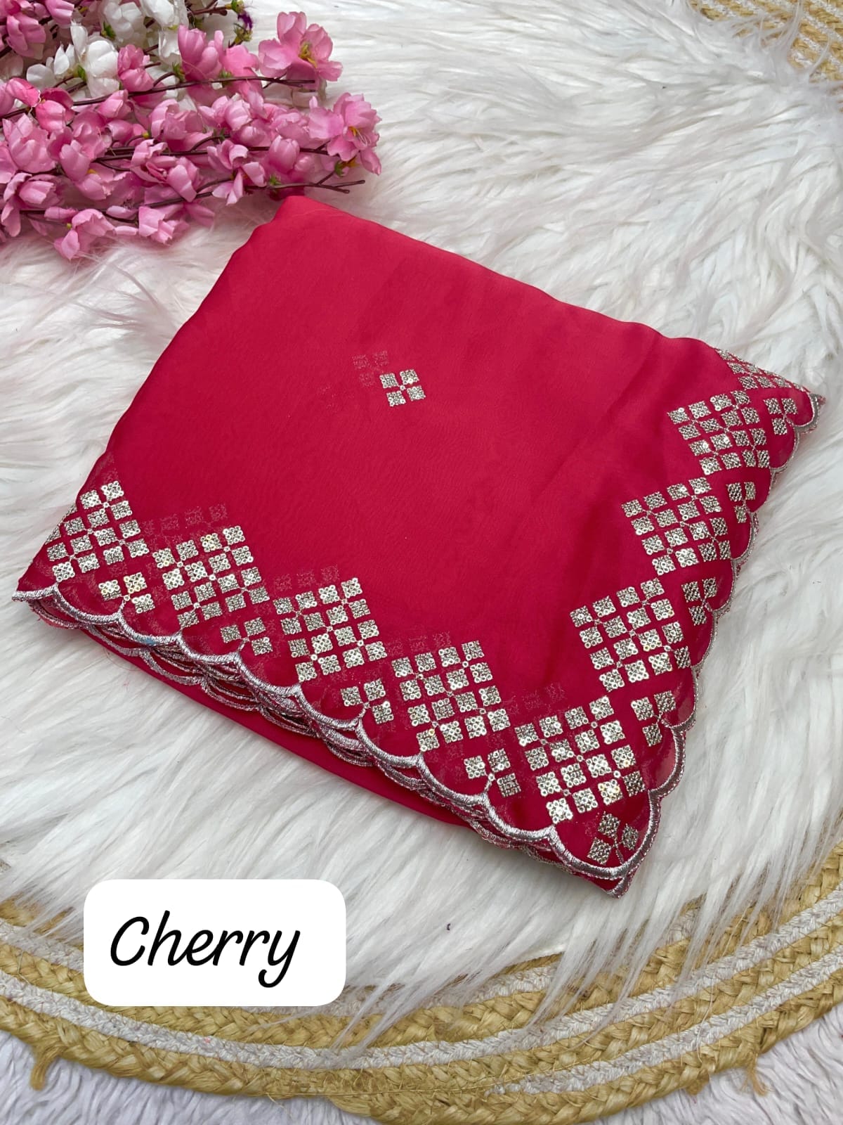 Kayatri New Blooming Rangoli Embroidery Sequence Zari Work Saree
