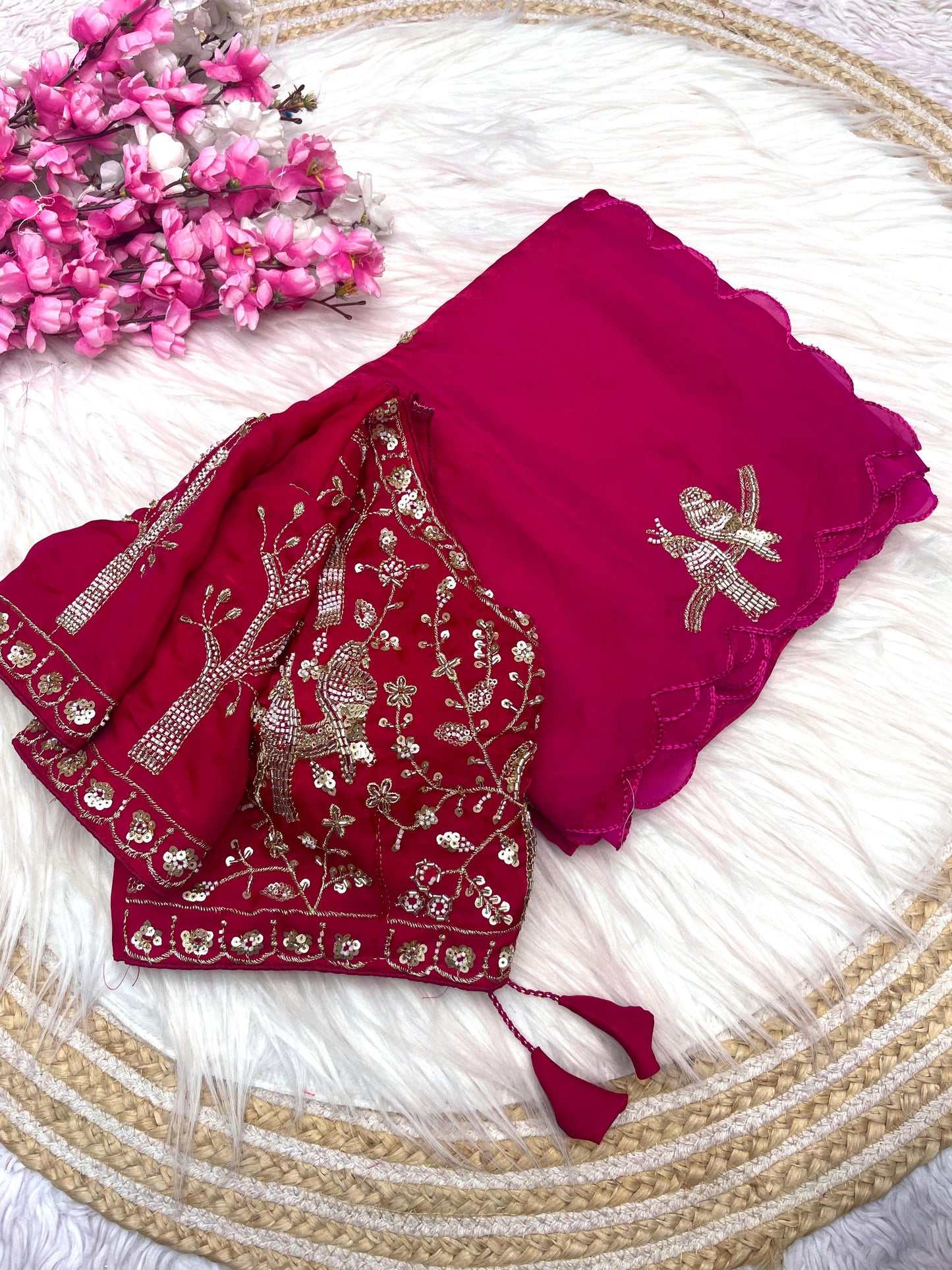 Kayatri New Fandy Sattin Khatli Brits Work Saree