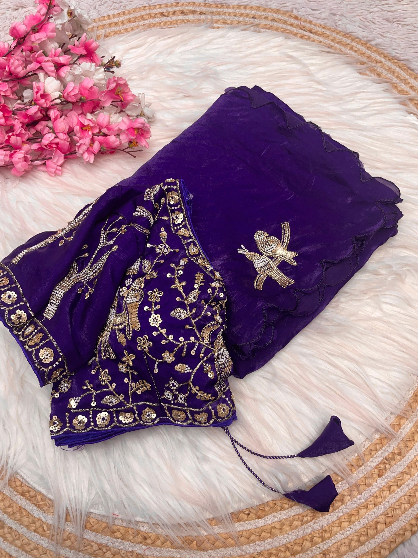Kayatri New Fandy Sattin Khatli Brits Work Saree