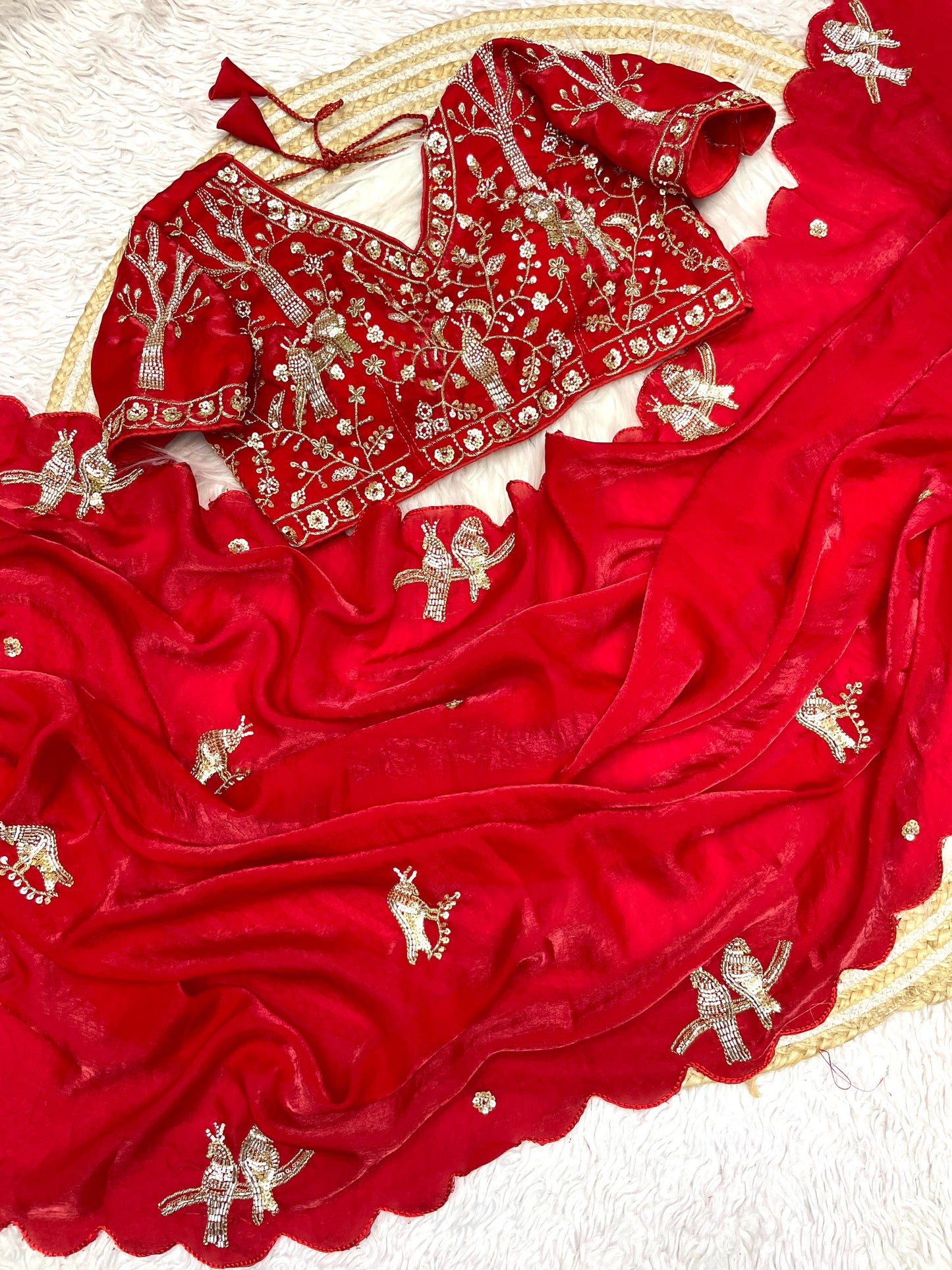 Kayatri New Fandy Sattin Khatli Brits Work Saree