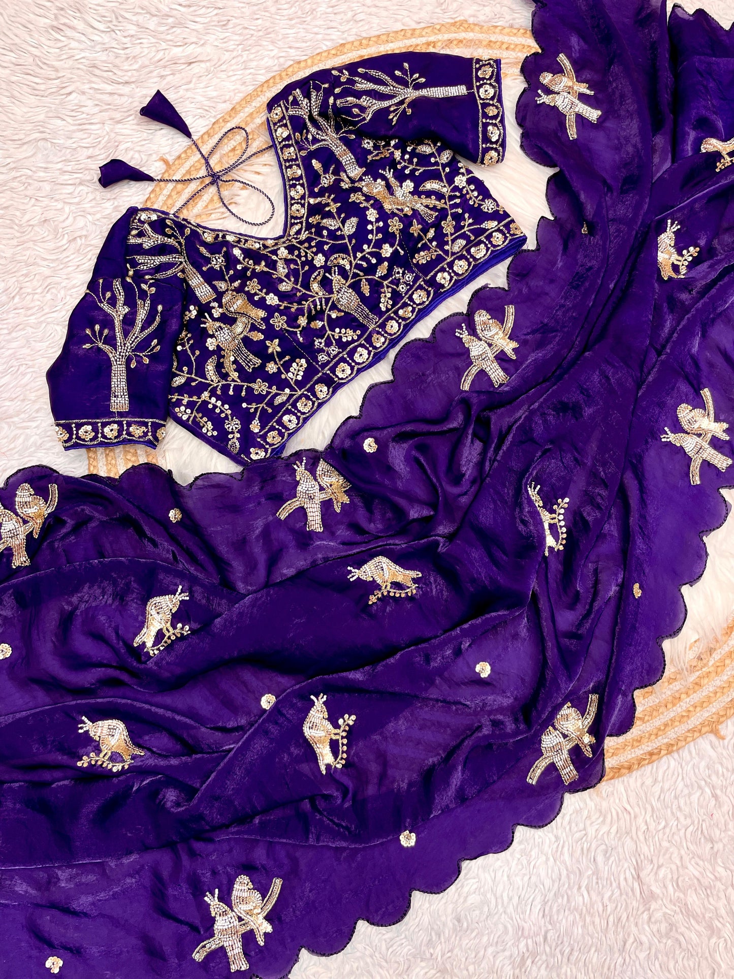 Kayatri New Fandy Sattin Khatli Brits Work Saree