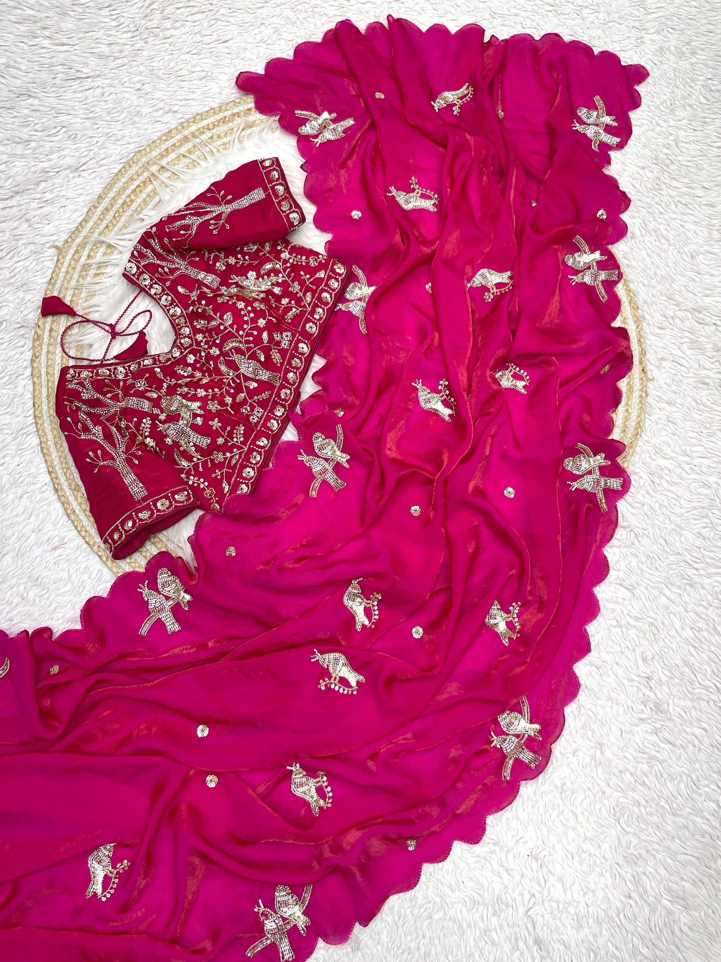 Kayatri New Fandy Sattin Khatli Brits Work Saree