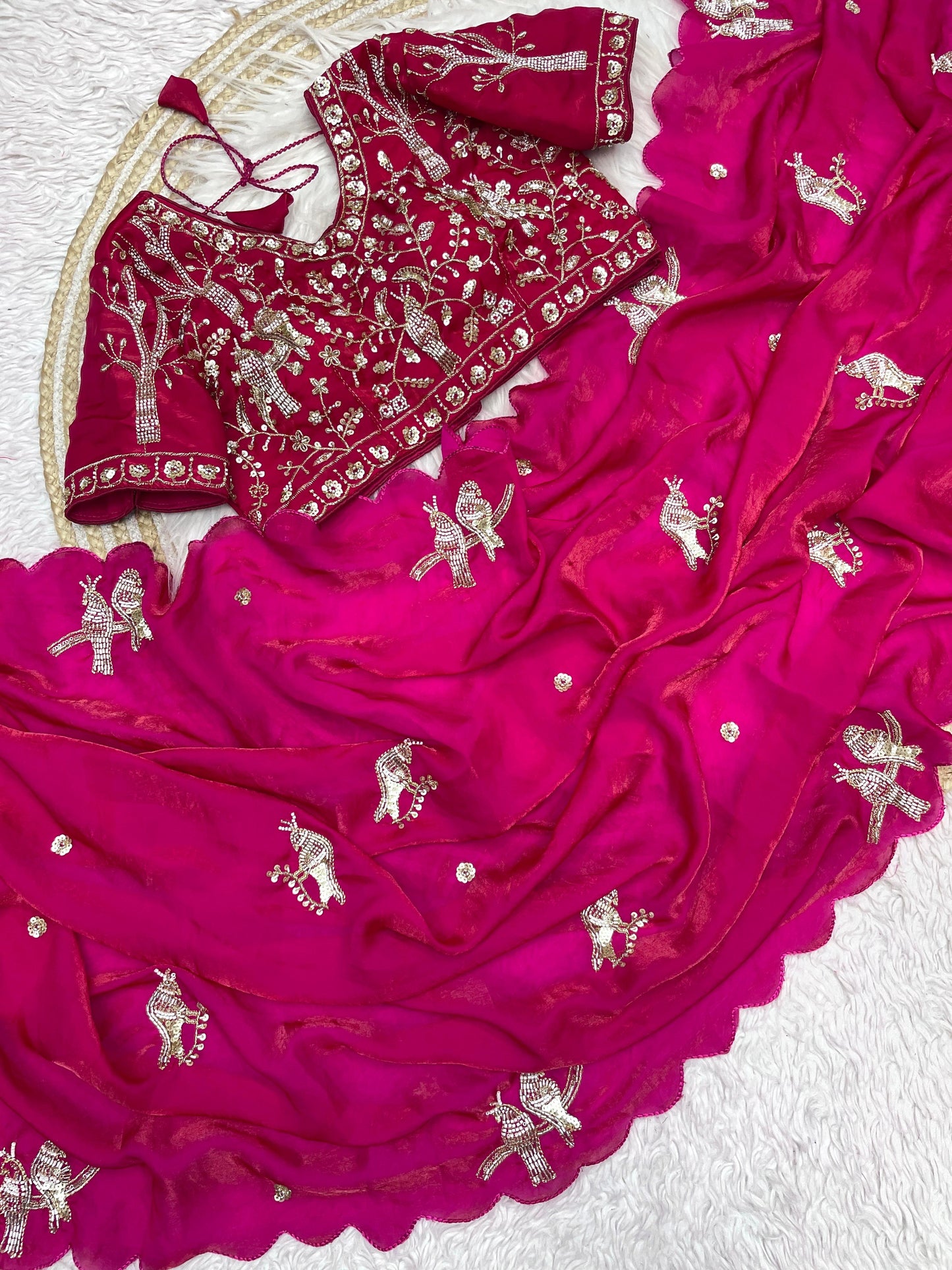 Kayatri New Fandy Sattin Khatli Brits Work Saree