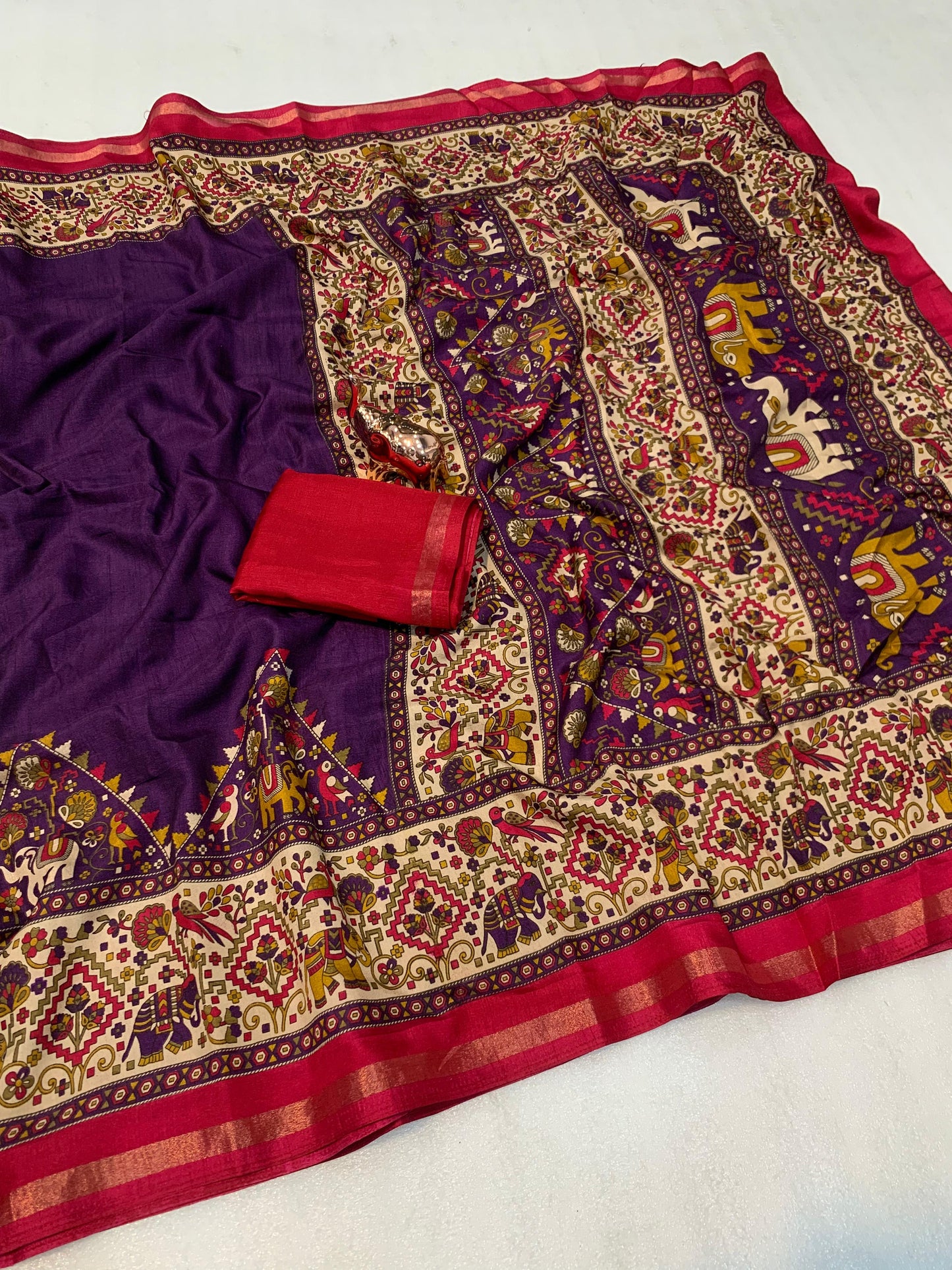 Kayatri New Pure Soft Tusser Kasmiri Printed Saree