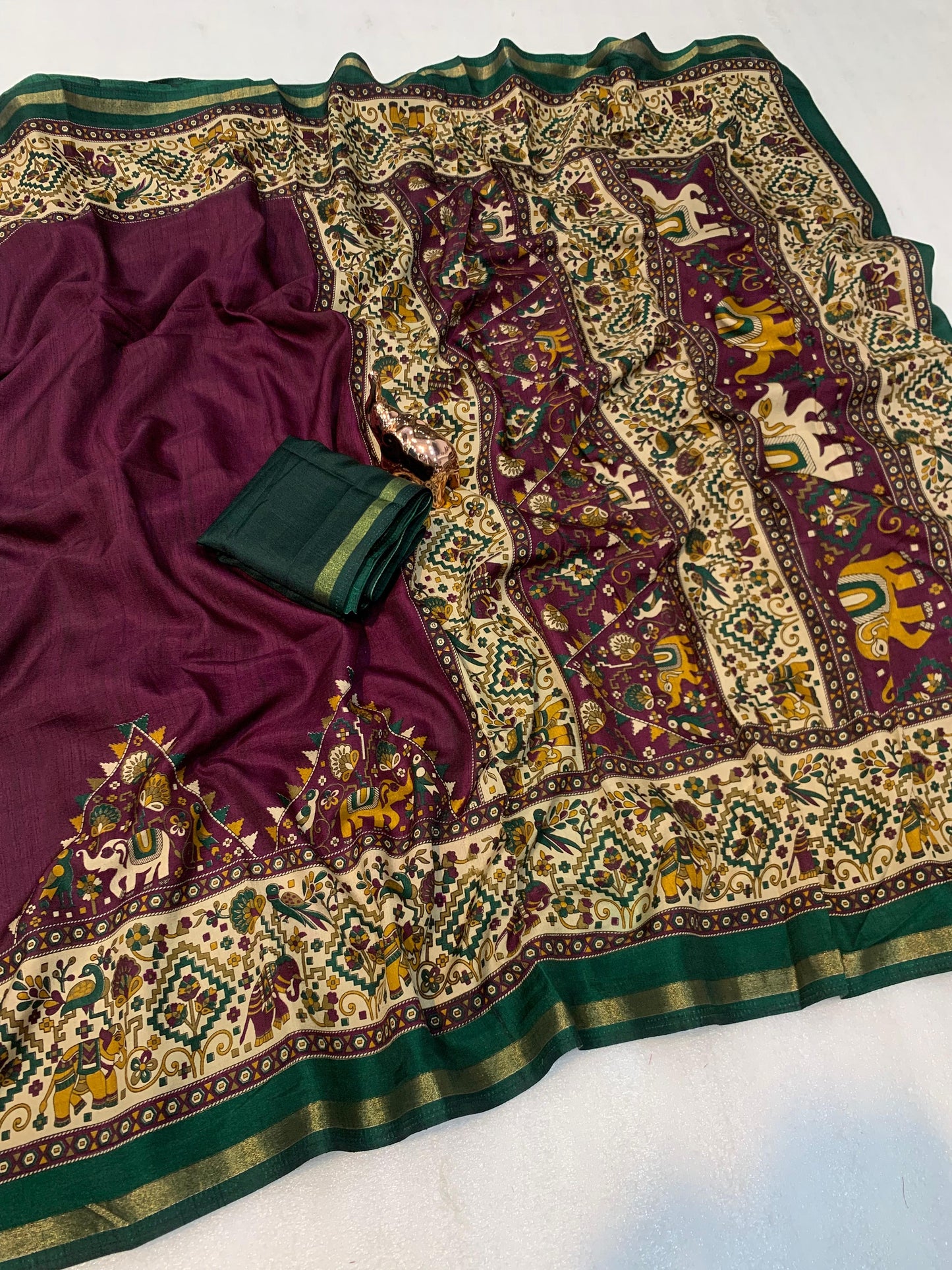 Kayatri New Pure Soft Tusser Kasmiri Printed Saree