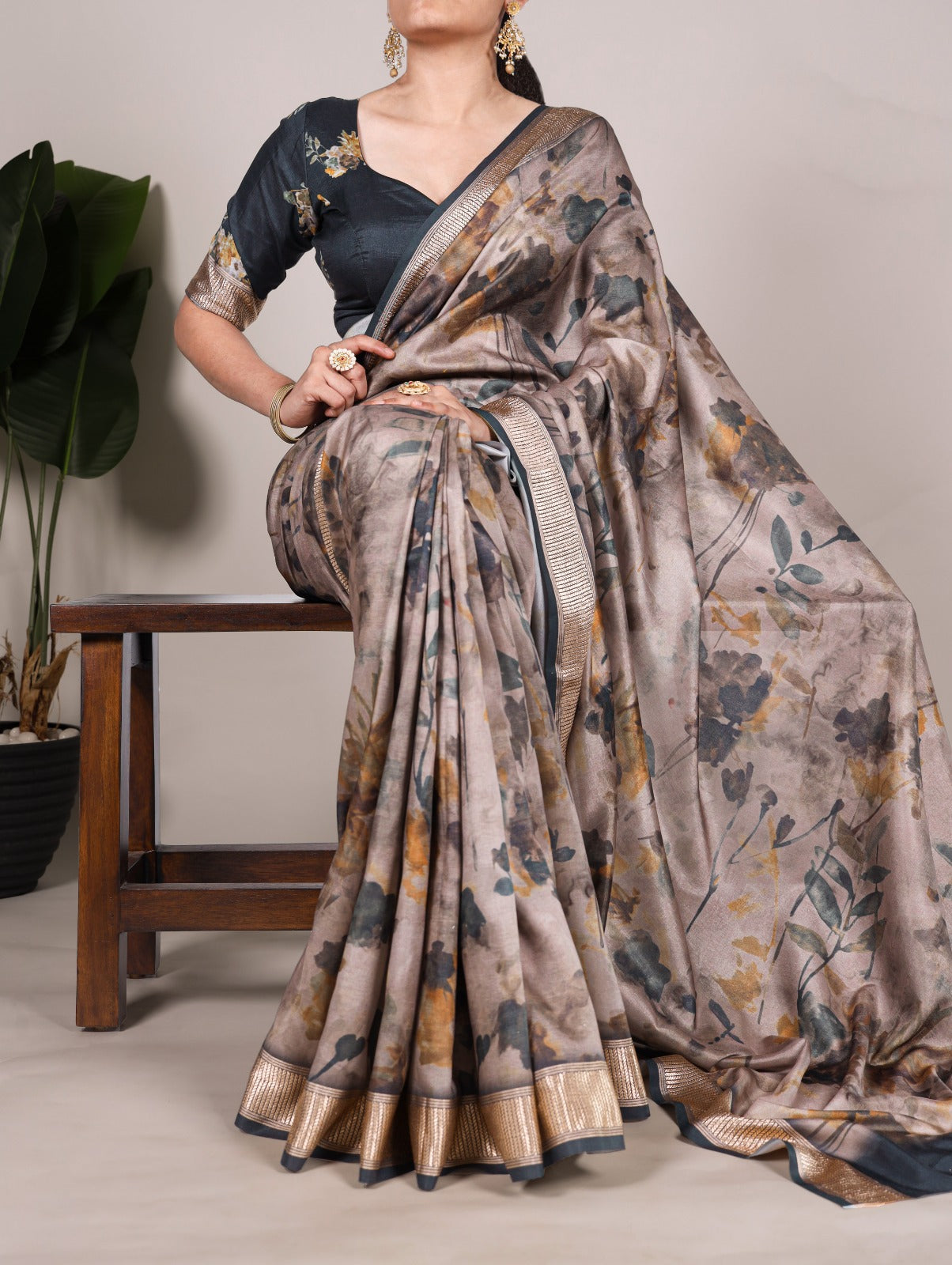 Kayatri New Tussar Silk With Viscose Border Printed Saree