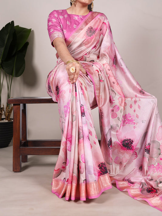 Kayatri New Tussar Silk With Viscose Border Printed Saree