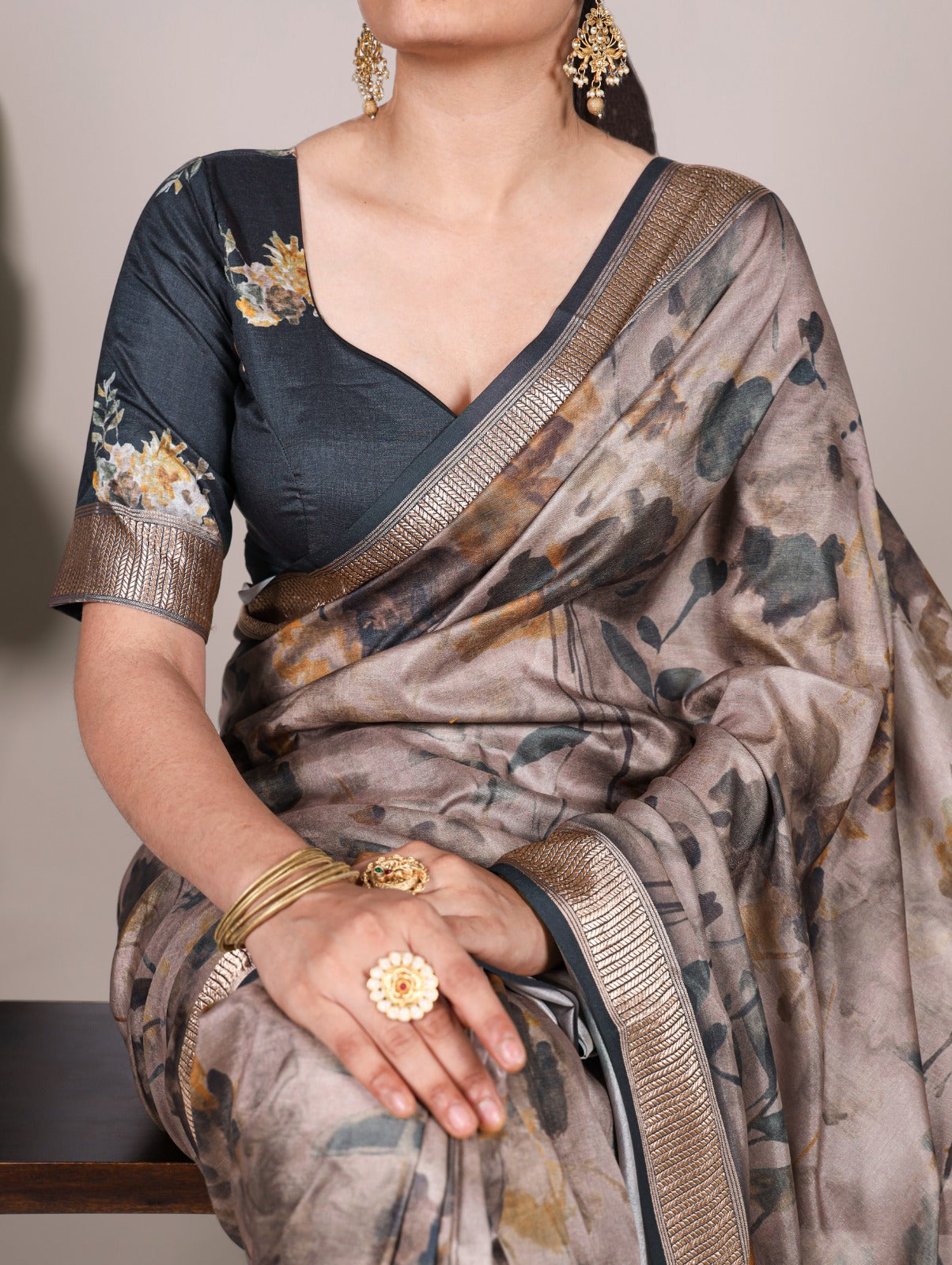 Kayatri New Tussar Silk With Viscose Border Printed Saree