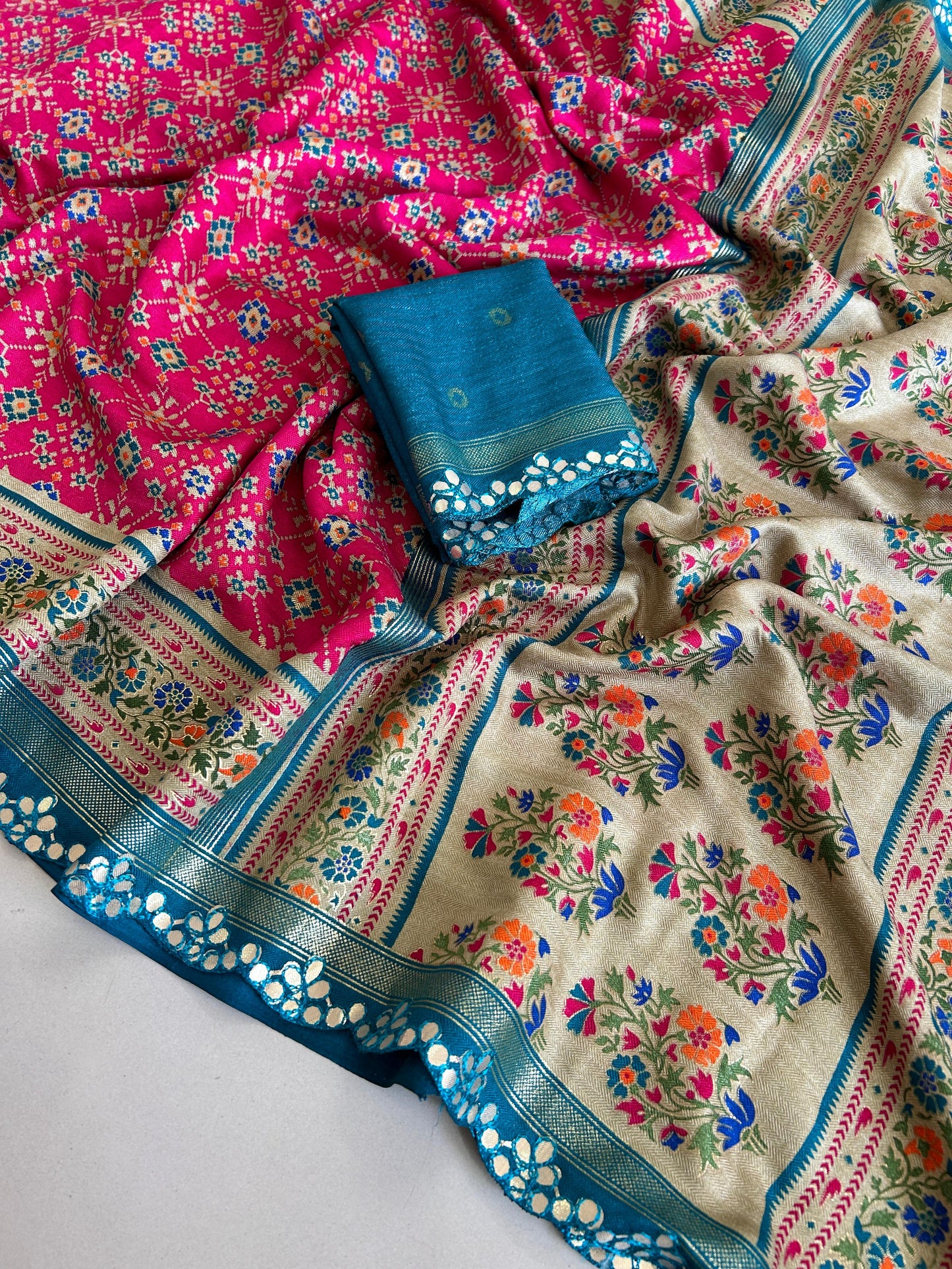 Kayatri New Soft Meshed Silk Patola Print Saree