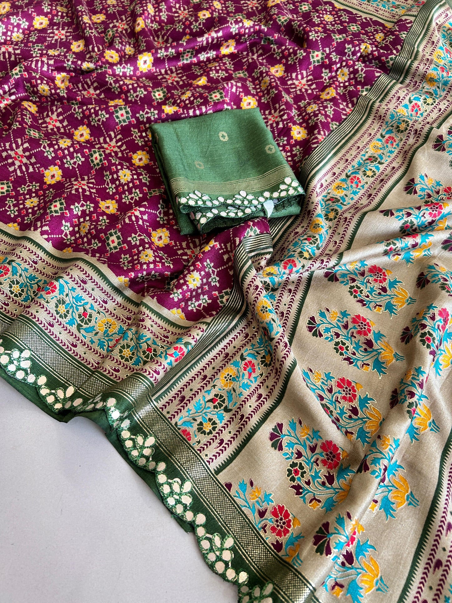 Kayatri New Soft Meshed Silk Patola Print Saree