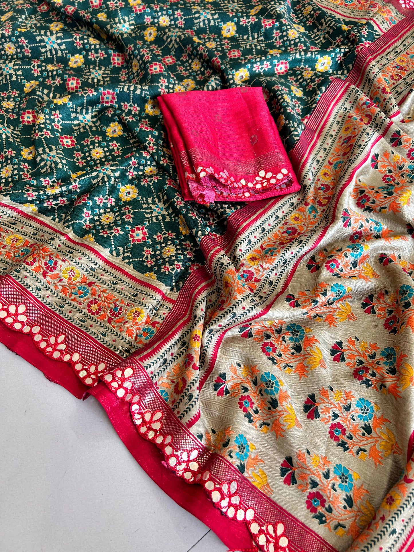Kayatri New Soft Meshed Silk Patola Print Saree