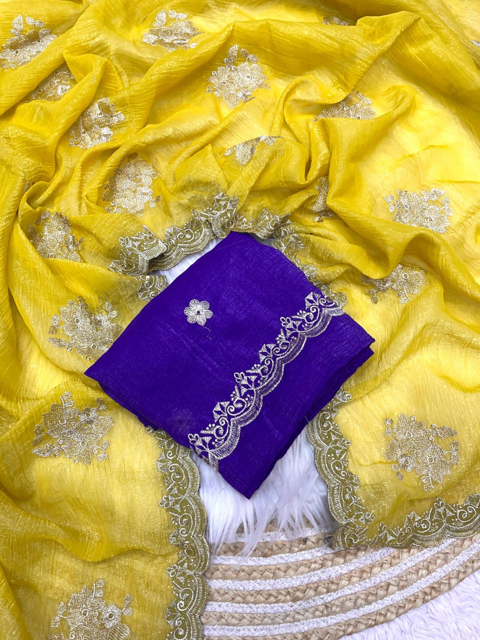 Kayatri New Soft Carnchy Chiffon Blooming Haldi Special Saree