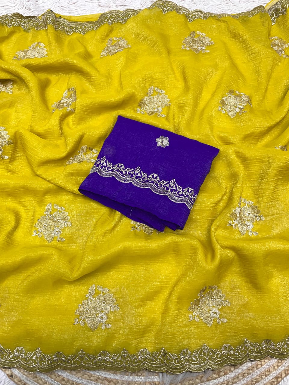 Kayatri New Soft Carnchy Chiffon Blooming Haldi Special Saree