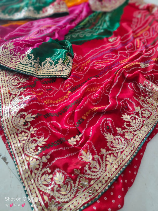 Kayatri New Georgette Chinon Gotapatti Handwork Saree