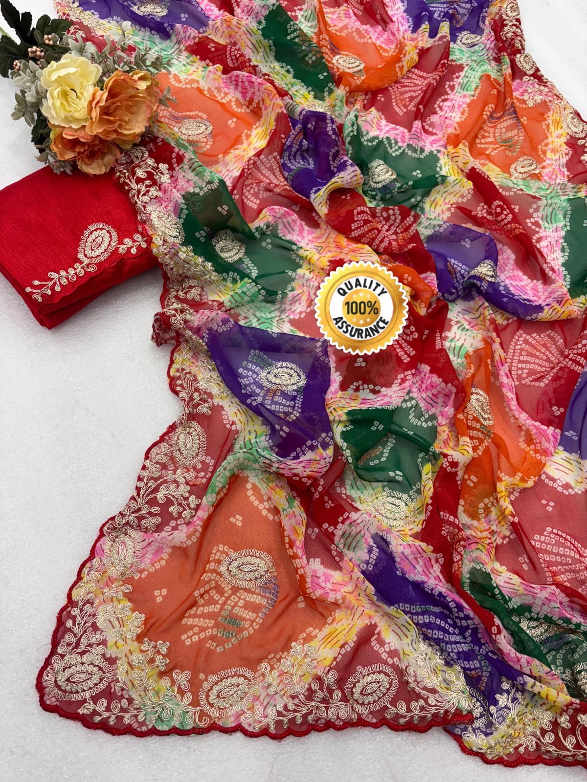 Kayatri New  Bandhej Printed Chunri  Bandhani Saree